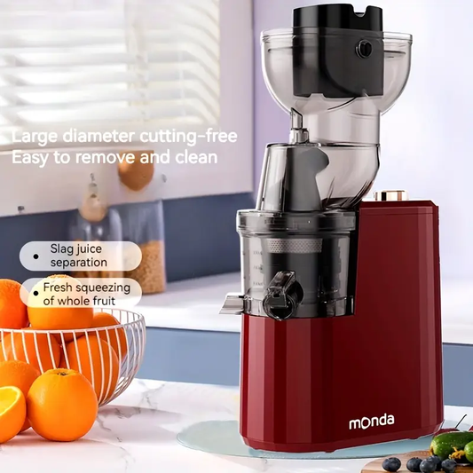 מסחטת מיצים בכבישה קרה עם פתח הזנה רחב בגודל 13 ס"מ, מנוע 350w עוצמתי לסחיטה יעילה של פירות וירקות שלמים,מסחטת מיצים קשים איכותית עם יכולת סחיטה גבוהה ומיצוי מקסימלי,קלה לניקוי ולתחזוקה