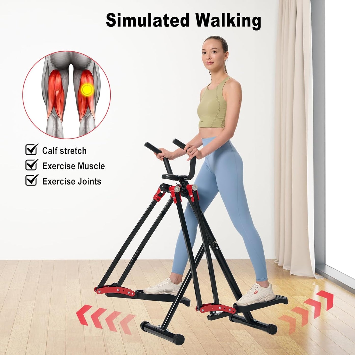 מכשיר כושר ביתי המדמה הליכה באוויר, מיני סטפר מקצועי לאימון אירובי, אליפטיקל מתקפל חסכוני במקום-קרוס טריינר מתקדם לתרגילי החלקה המתאים לגברים ונשים