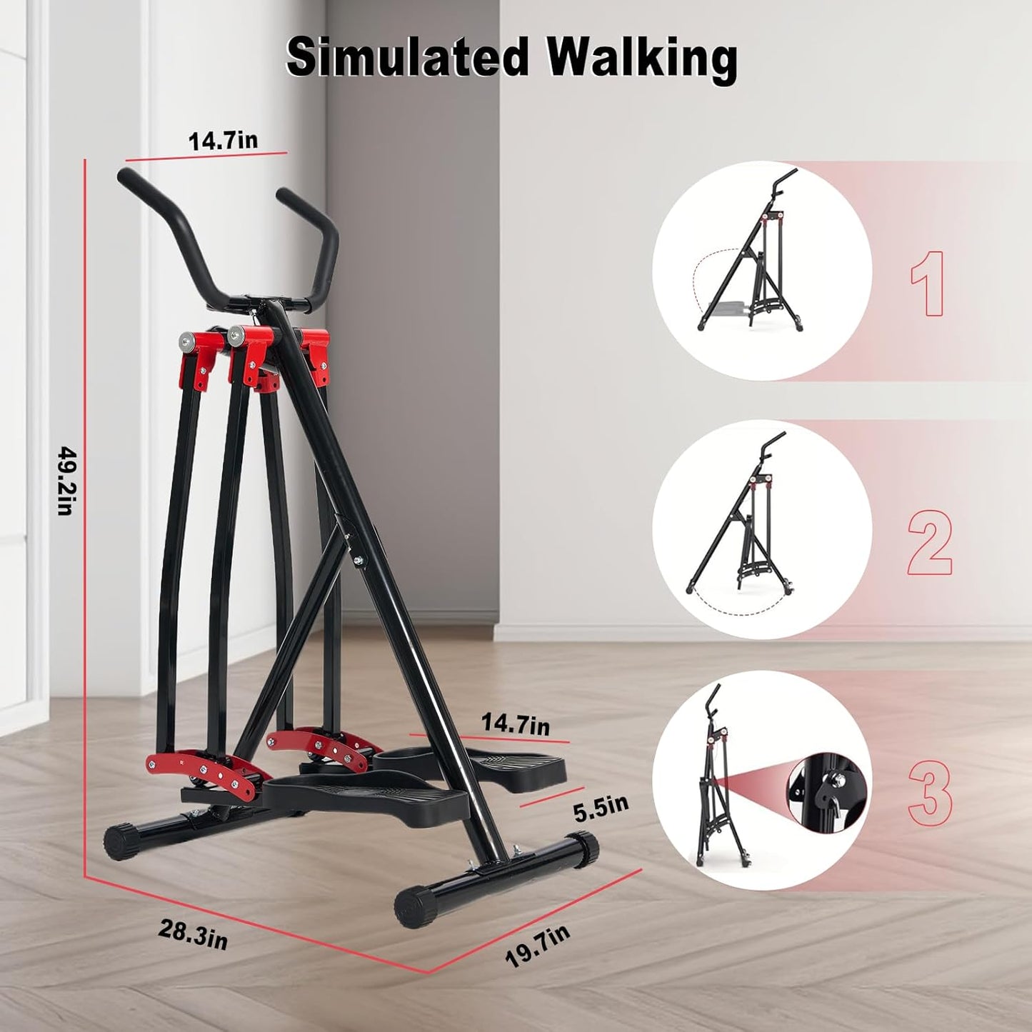 מכשיר כושר ביתי המדמה הליכה באוויר, מיני סטפר מקצועי לאימון אירובי, אליפטיקל מתקפל חסכוני במקום-קרוס טריינר מתקדם לתרגילי החלקה המתאים לגברים ונשים