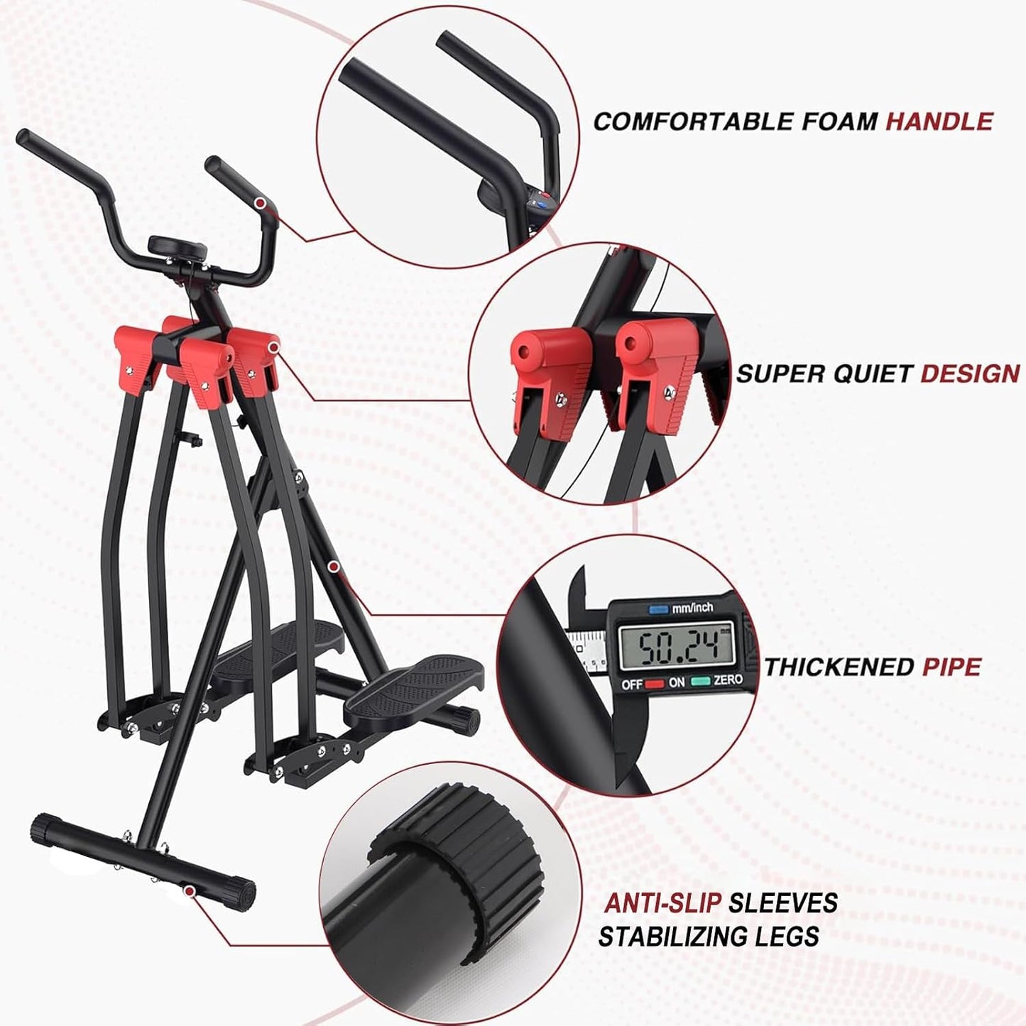 מכשיר כושר ביתי המדמה הליכה באוויר, מיני סטפר מקצועי לאימון אירובי, אליפטיקל מתקפל חסכוני במקום-קרוס טריינר מתקדם לתרגילי החלקה המתאים לגברים ונשים