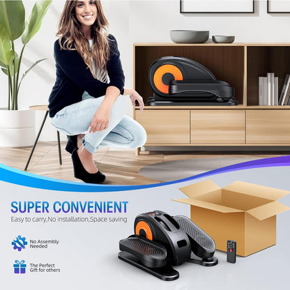 מכשיר כושר אליפטי לרגליים, אחסון נוח מתחת לשולחן, ללא צורך בהרכבה עצמית, אליפטיקל שקט ונייד לגיל השלישי עם שלט רחוק ו-12 מהירויות אימון להתאמה אישית מלאה